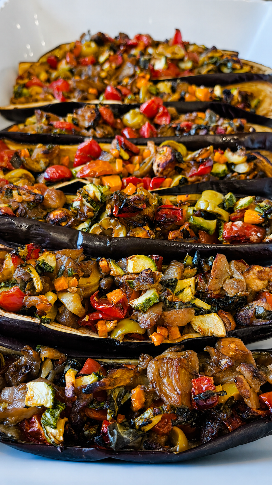 Melanzane ripiene di verdure al forno — primo piatto pronto da asporto I Rebbi EUR Roma
